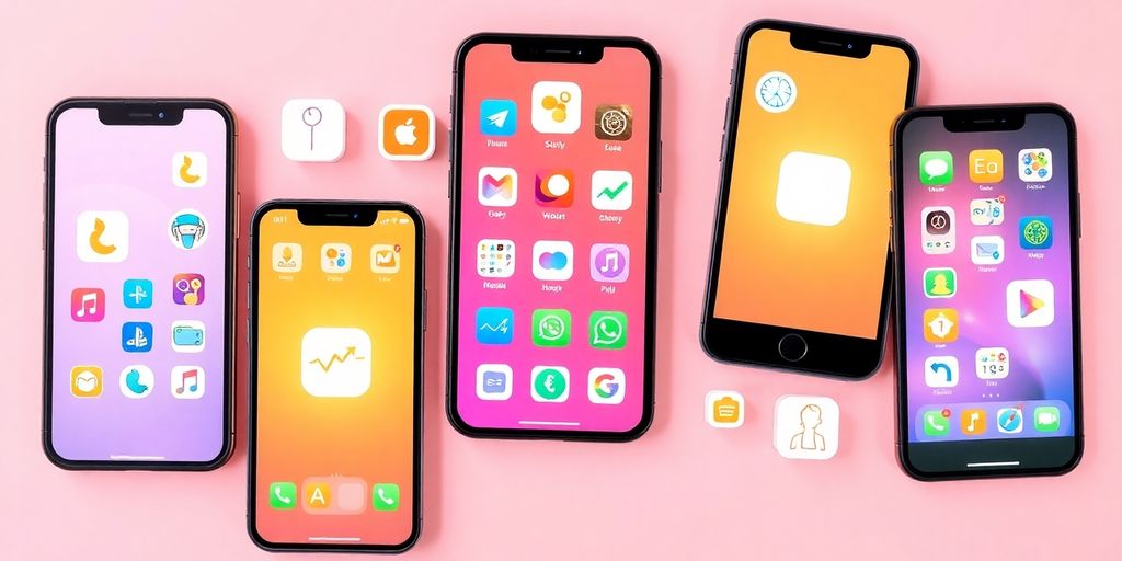 Collage of lifestyle app icons on smartphones.