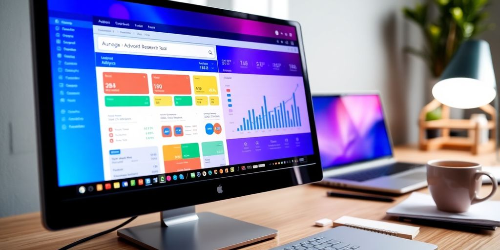 Computer screen with digital marketing tools and analytics.
