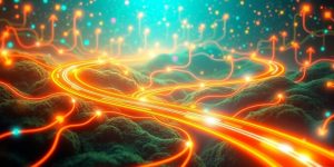 Colorful pathways representing online traffic and SEO strategies.
