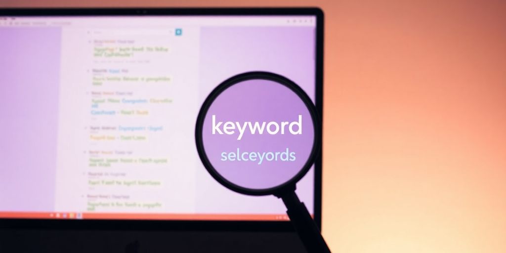 Colorful keyword suggestions on a computer screen.