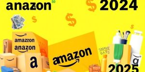 Collage of Amazon packages and money symbols for arbitrage.
