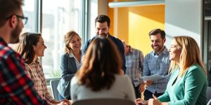 Team collaboration in a modern office setting.