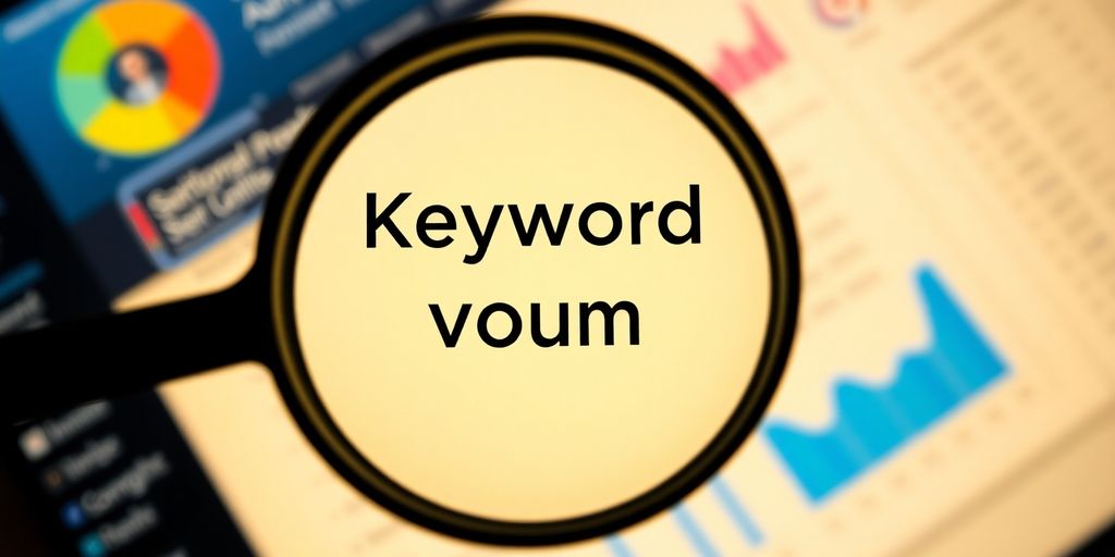 Magnifying glass on a digital marketing dashboard.