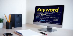 A workspace with keywords highlighted for SEO strategy.