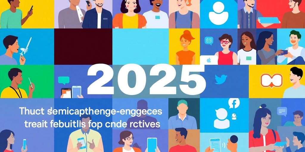 Diverse individuals engaging through digital tools and social media.