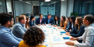 Team collaboration for effective market strategy planning.