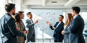 Business professionals identifying target customers