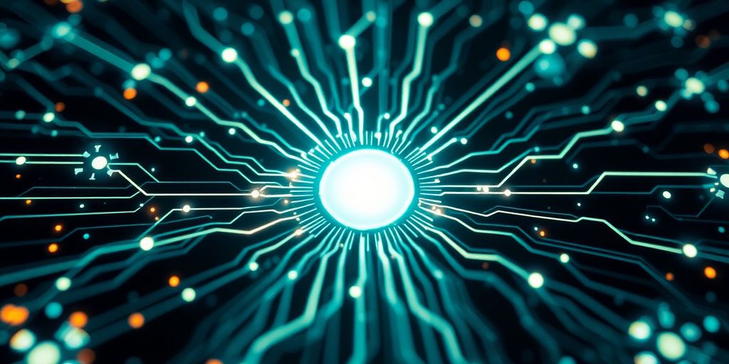 Digital circuits, glowing data streams, futuristic app monitoring